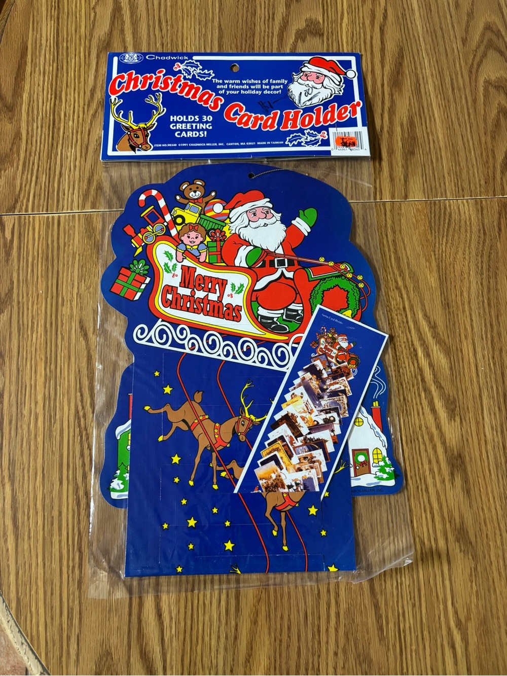 Vintage Chadwicks Blue Santa Christmas Card Holder New Old Stock